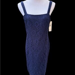 Elegant Navy Lace Dress